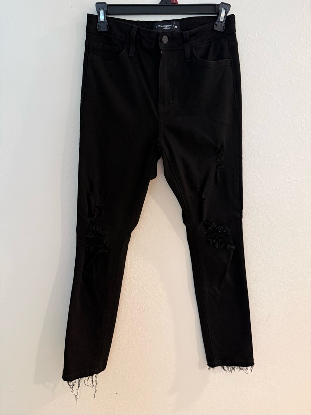 Just Black Denim Distressed Skinny Jeans 27 Raw Hem